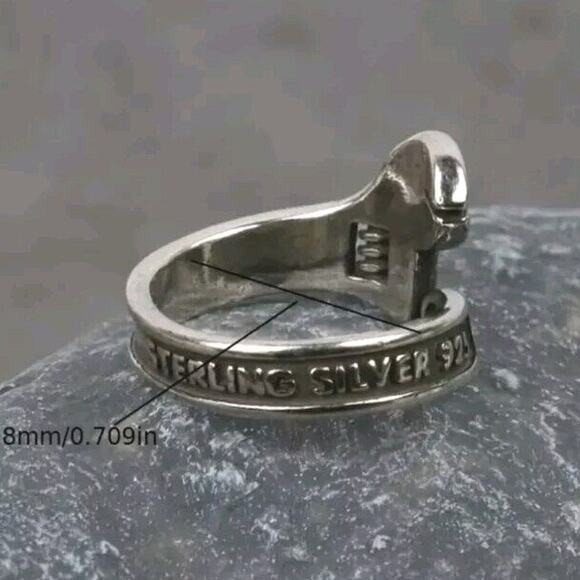 Adjustable Wrench Ring Retro VTG Design Motorcycle Men Tool Worker